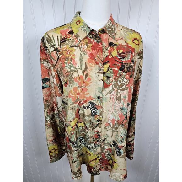 Momoni 100% Silk Floral Blouse Women's Size 8/44 Made in Italy Bohemian Designer - Picture 4 of 10